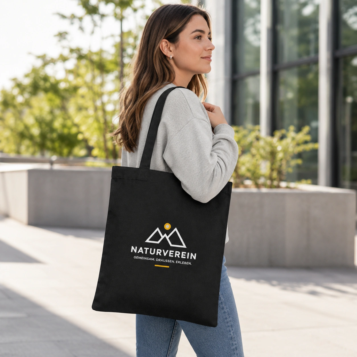 Baumwolltasche Classic Mit Zwei langen Henkeln Boden Und bedrucken | individuellebaumwolltaschen