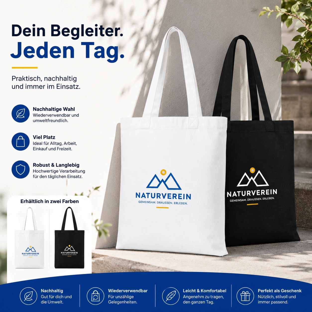 Baumwolltasche Classic Mit Zwei langen Henkeln Boden Und bedrucken | individuellebaumwolltaschen