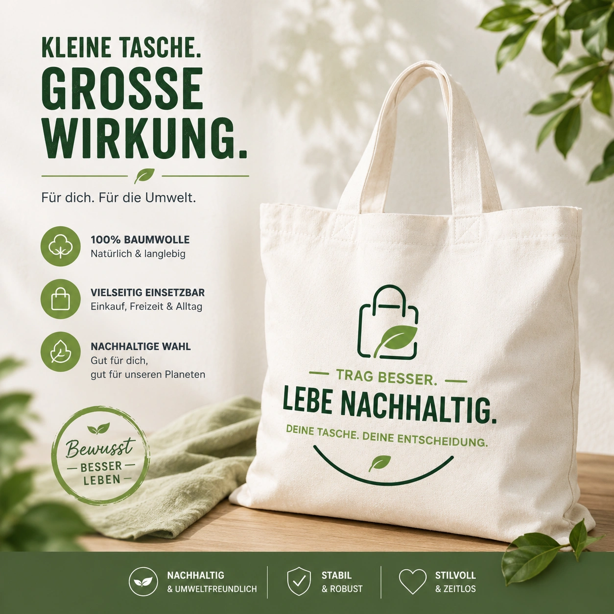 Baumwolltasche Maris 140 g/m² Einkaufstasche Mit langen bedrucken