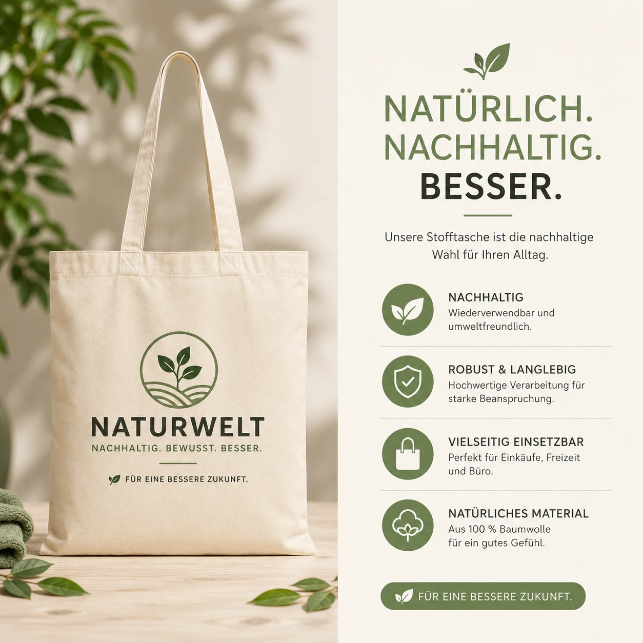 Bio Einkaufstasche Zen GOTS Zertifizierte Baumwolle für bedrucken