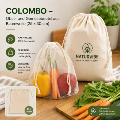 COLOMBO – Obst- und Gemüsebeutel aus Baumwolle (25 x 30 cm)