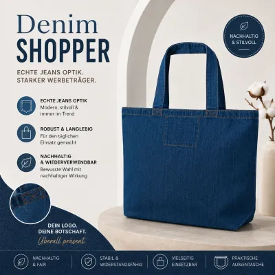 Denim Shopper 50 46 cm Echte Jeans Optik Trifft Werbetrager bedrucken