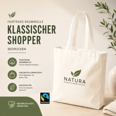 Fairtrade Baumwolle Klassischer Shopper bedrucken