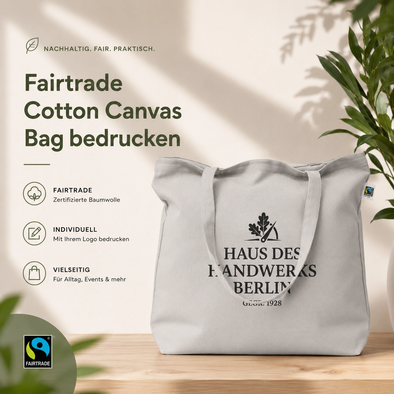 Fairtrade Cotton Canvas Bag bedrucken