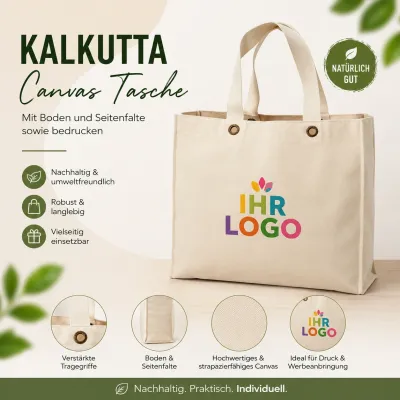Kalkutta Canvas Tasche Mit Boden Und Seitenfalte Sowie bedrucken