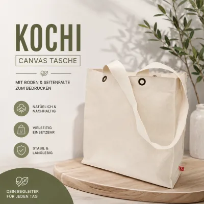 Kochi Canvas Tasche Mit Boden Und Seitenfalte Sowie bedrucken