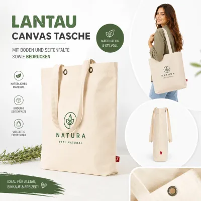 Lantau Canvas Tasche Mit Boden Und Seitenfalte Sowie bedrucken