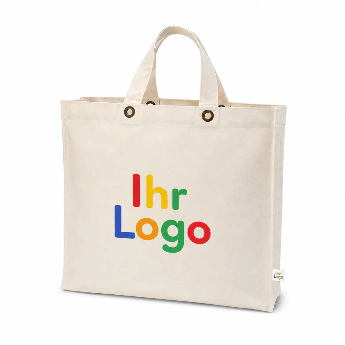 Macau Canvas Tasche Mit Boden Und Seitenfalte Sowie Metallosen