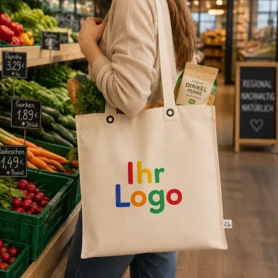 Macau Canvas Tasche Mit Boden Und Seitenfalte Sowie Metallosen