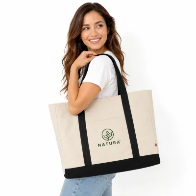 Marbella große Canvas Tasche Mit Boden Und Seitenfalte Sowie bedrucken