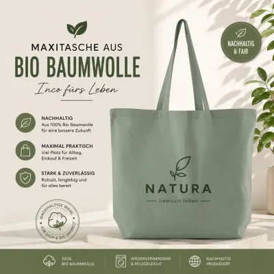 Maxitasche Aus Bio Baumwolle Inco fürs Leben bedrucken