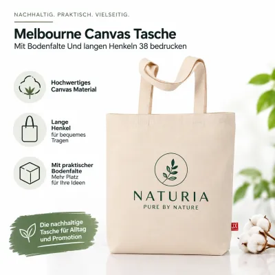 Melbourne Canvas Tasche Mit Bodenfalte Und langen Henkeln 38 bedrucken