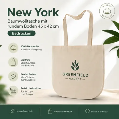 New York Baumwolltasche Mit Rundem Boden 45 x 42 cm bedrucken