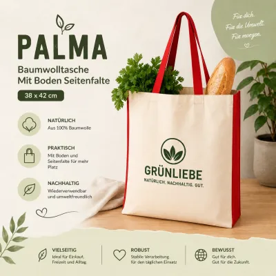 Palma Baumwolltasche Mit Boden Seitenfalte 38 x 42 cm bedrucken