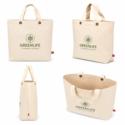 Santorini Canvas Tasche Mit Bodenfalte kurzen Henkeln Und bedrucken